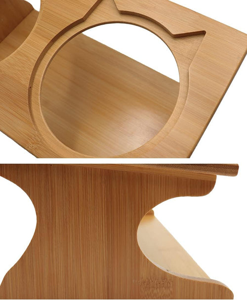 Premium Elevated Pet Bowls,15° Tilted Raised Cat Feeder Solid Bamboo Stand Food Feeding Bowl for Cats and Puppy (3 Bowls,Stainless)
