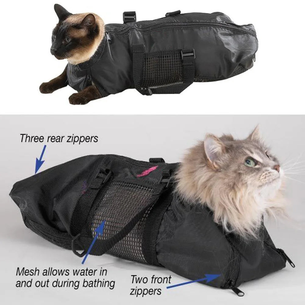 Mesh Cat Grooming Bathing Bag Oxford Cloth Pet Washing Bags for Pet Nail Trimming anti Scratch Cleaning Shower Bite Restraint
