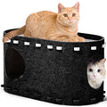 Cat Bed,  Extra Large Cat House with Scratch Pad and Fluffy Ball Hanging ,24"X16"X13", Khaki